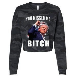 You Missed Bitch Trump Shot Shooting Trump Cropped Pullover Crew