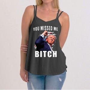 You Missed Bitch Trump Shot Shooting Trump Women's Strappy Tank