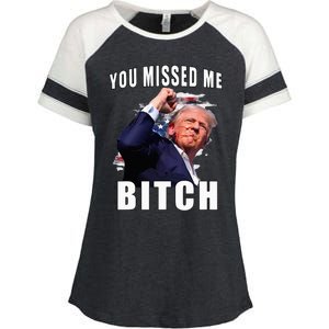 You Missed Bitch Trump Shot Shooting Trump Enza Ladies Jersey Colorblock Tee