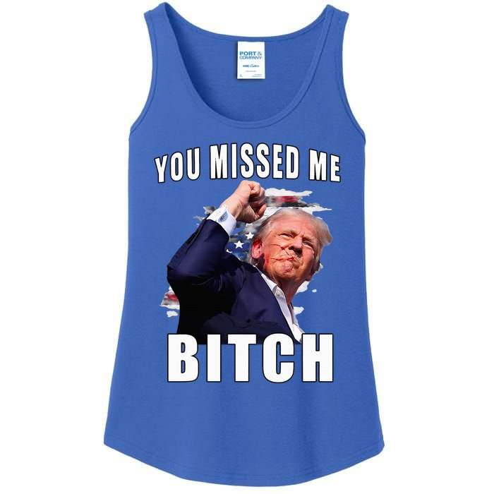 You Missed Bitch Trump Shot Shooting Trump Ladies Essential Tank