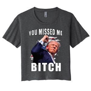 You Missed Bitch Trump Shot Shooting Trump Women's Crop Top Tee