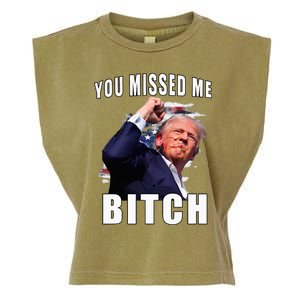 You Missed Bitch Trump Shot Shooting Trump Garment-Dyed Women's Muscle Tee