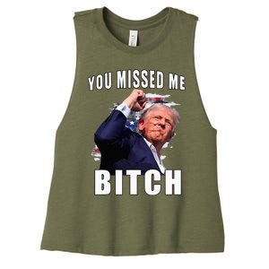 You Missed Bitch Trump Shot Shooting Trump Women's Racerback Cropped Tank