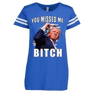 You Missed Bitch Trump Shot Shooting Trump Enza Ladies Jersey Football T-Shirt