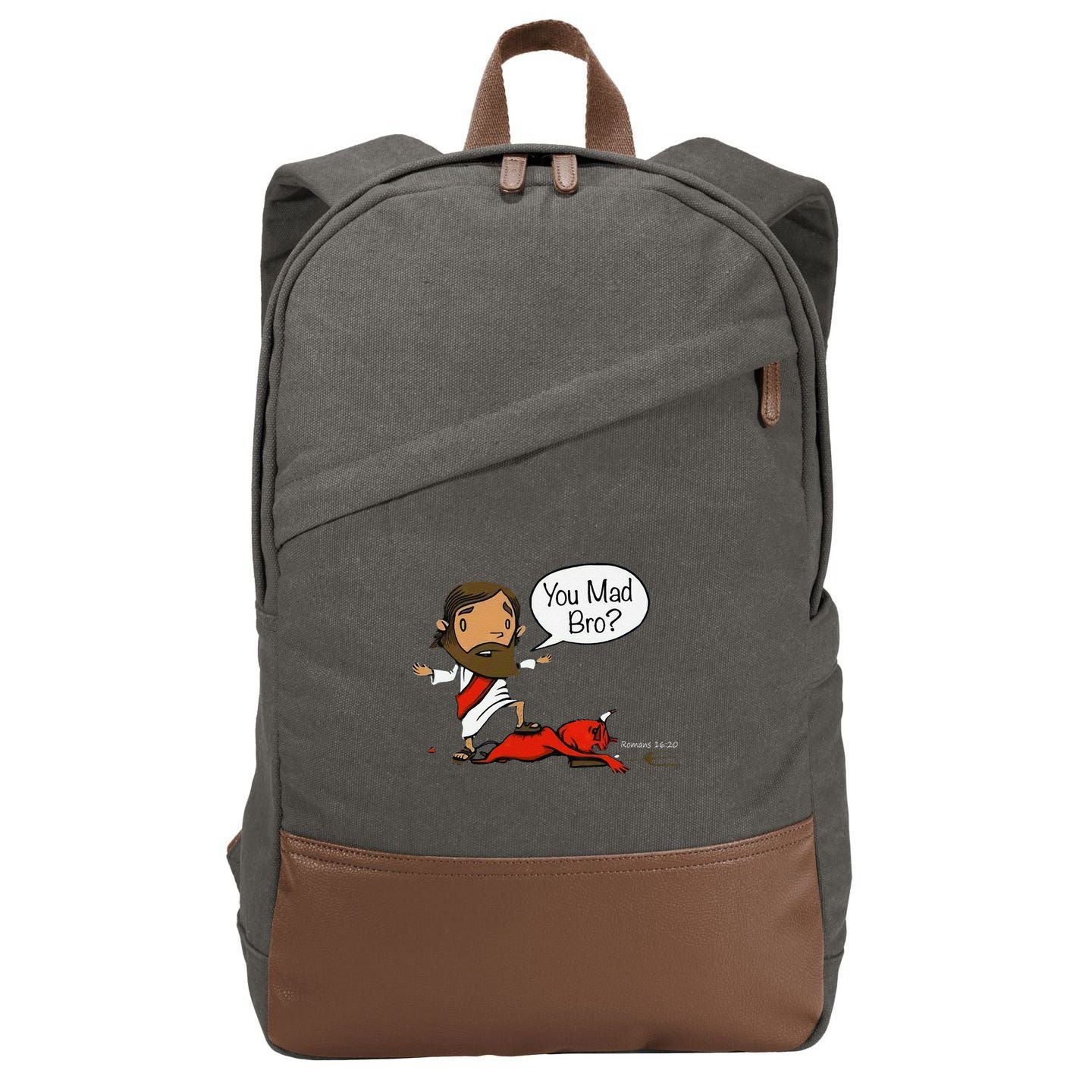 You Mad Bro Funny Jesus Cotton Canvas Backpack