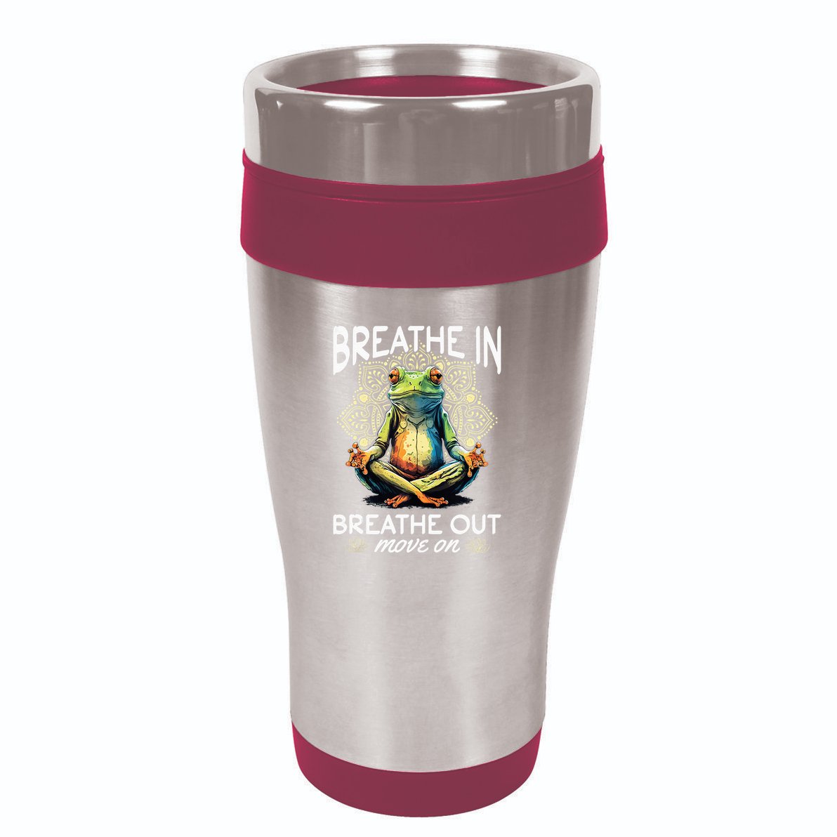 Yoga Meditation Breathe In Breathe Out Move On 16oz Travel Tumbler
