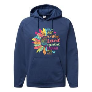 You Matter Be Kind Flower Self Care Mental Health Awareness Performance Fleece Hoodie