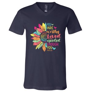 You Matter Be Kind Flower Self Care Mental Health Awareness V-Neck T-Shirt