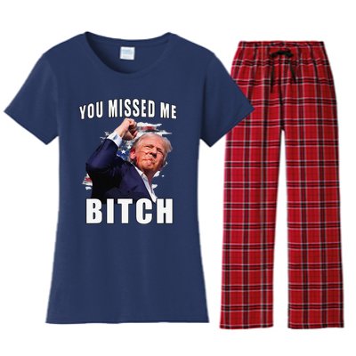 You Missed Bitch Trump Shot Shooting Trump Women's Flannel Pajama Set