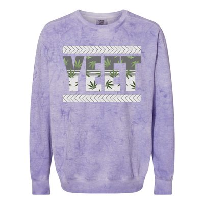 Yeet Meme Cannabis Leaf Pattern Colorblast Crewneck Sweatshirt