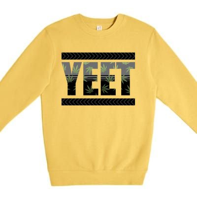 Yeet Meme Cannabis Leaf Pattern Premium Crewneck Sweatshirt