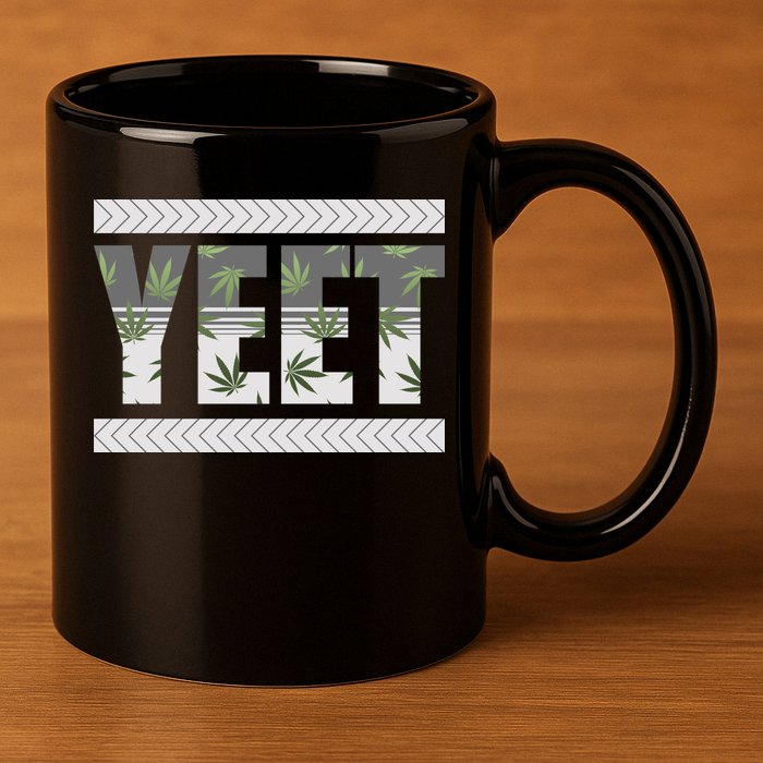 Yeet Meme Cannabis Leaf Pattern 11oz C Handle Ceramic Mug