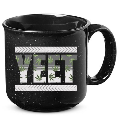 Yeet Meme Cannabis Leaf Pattern 15oz Campfire Ceramic Mug