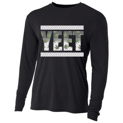 Yeet Meme Cannabis Leaf Pattern Cooling Performance Long Sleeve Crew