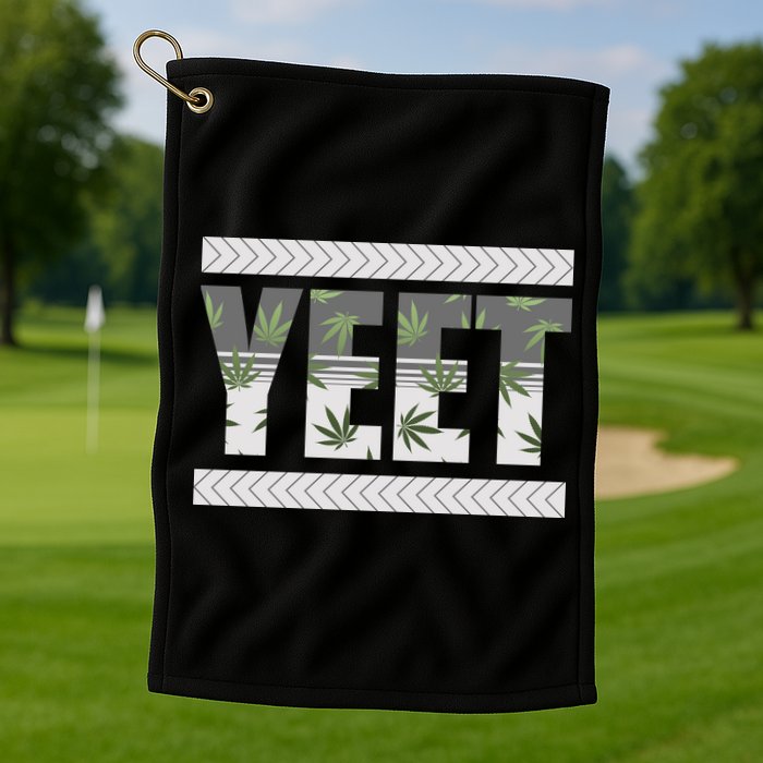 Yeet Meme Cannabis Leaf Pattern Golf Towel