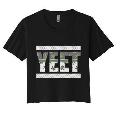 Yeet Meme Cannabis Leaf Pattern Crop Top