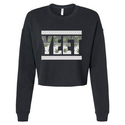 Yeet Meme Cannabis Leaf Pattern Cropped Pullover Crew