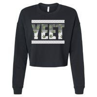 Yeet Meme Cannabis Leaf Pattern Cropped Pullover Crew