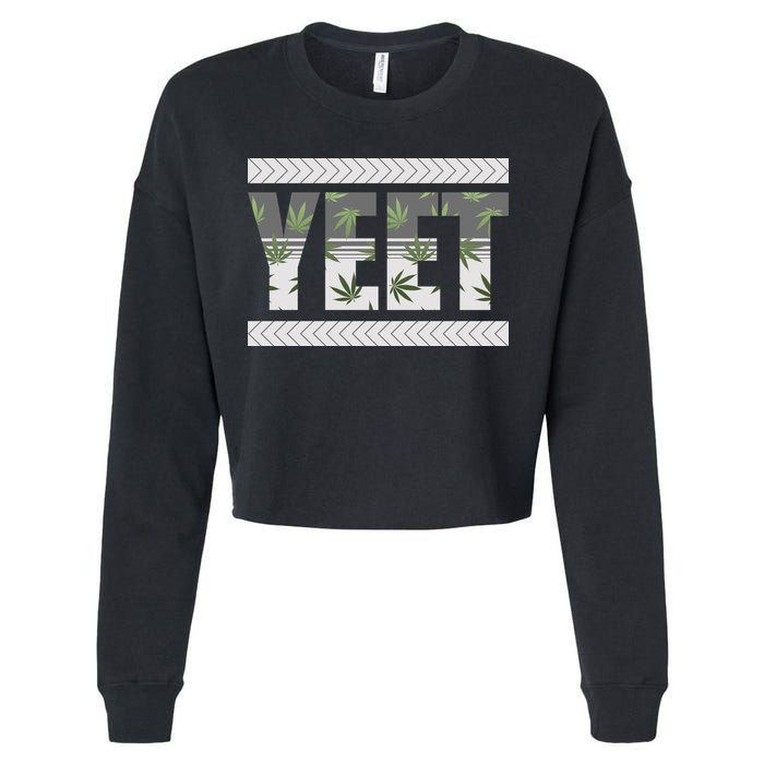 Yeet Meme Cannabis Leaf Pattern Cropped Pullover Crew