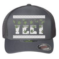 Yeet Meme Cannabis Leaf Pattern Flexfit Unipanel Trucker Cap