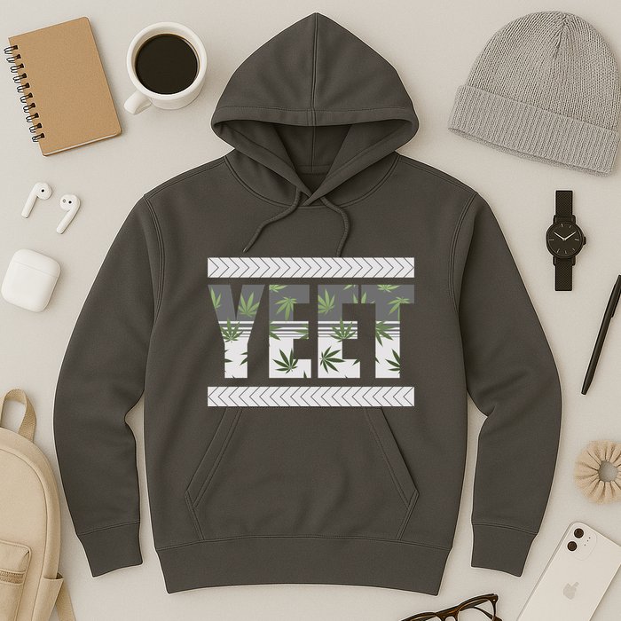 Yeet Meme Cannabis Leaf Pattern Hoodie