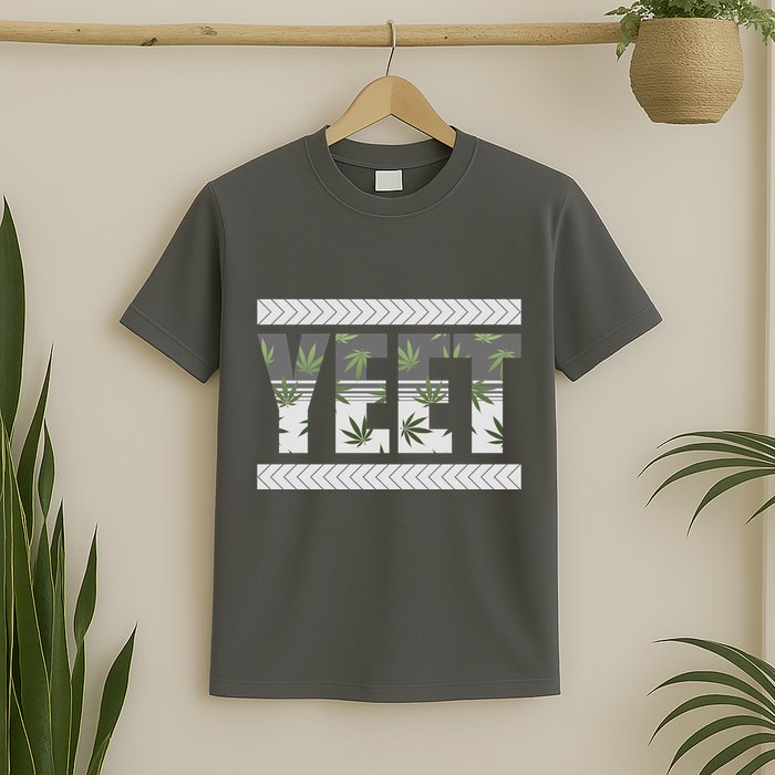 Yeet Meme Cannabis Leaf Pattern T-Shirt