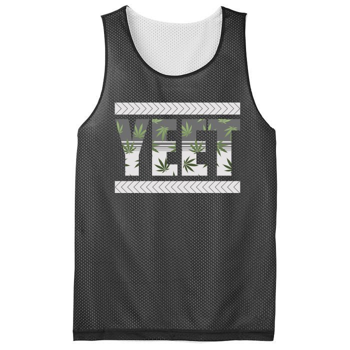 Yeet Meme Cannabis Leaf Pattern Mesh Reversible Basketball Jersey Tank