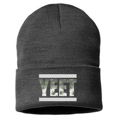 Yeet Meme Cannabis Leaf Pattern Sustainable Knit Beanie