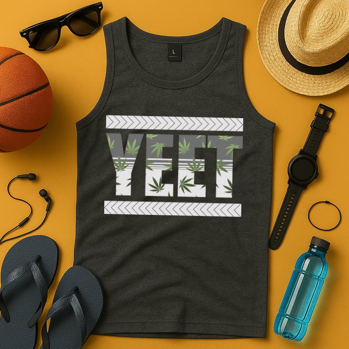 Yeet Meme Cannabis Leaf Pattern Tank Top