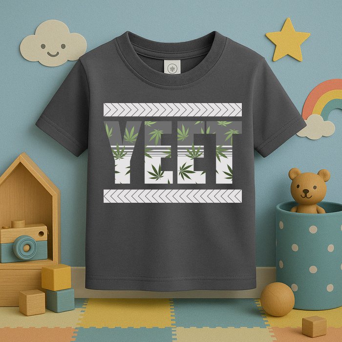 Yeet Meme Cannabis Leaf Pattern Toddler T-Shirt