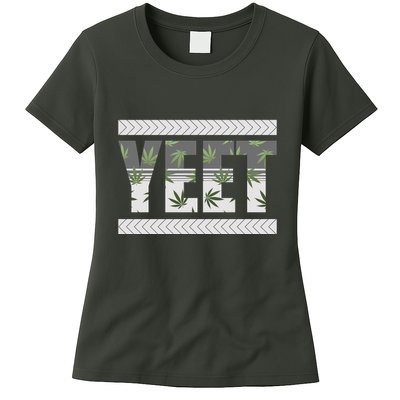 Yeet Meme Cannabis Leaf Pattern Womens T-Shirt