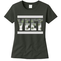 Yeet Meme Cannabis Leaf Pattern Womens T-Shirt