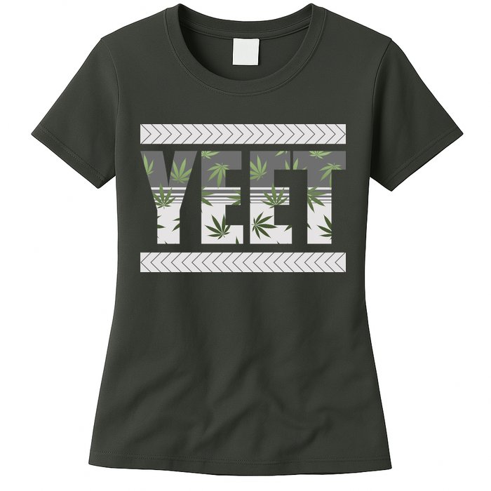 Yeet Meme Cannabis Leaf Pattern Womens T-Shirt