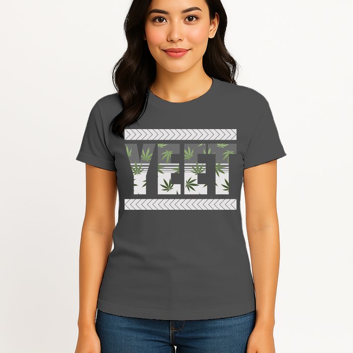 Yeet Meme Cannabis Leaf Pattern Womens T-Shirt