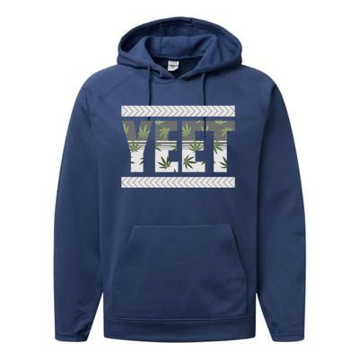 Yeet Meme Cannabis Leaf Pattern Performance Fleece Hoodie