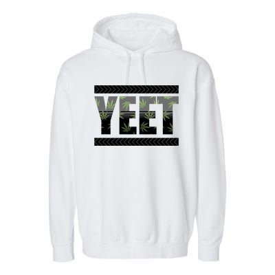 Yeet Meme Cannabis Leaf Pattern Garment-Dyed Fleece Hoodie