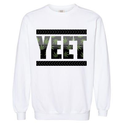 Yeet Meme Cannabis Leaf Pattern Garment-Dyed Sweatshirt