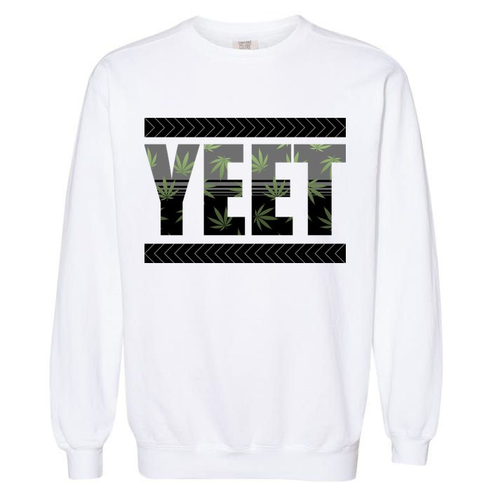 Yeet Meme Cannabis Leaf Pattern Garment-Dyed Sweatshirt