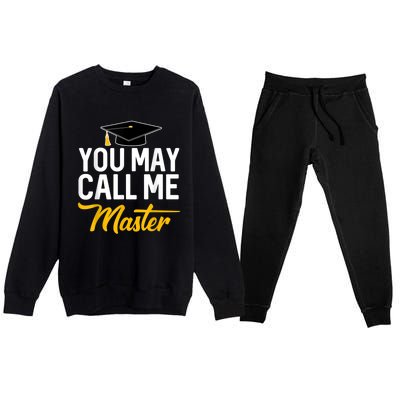 You May Call Me Master Degree Graduation Graduated Him Her Premium Crewneck Sweatsuit Set