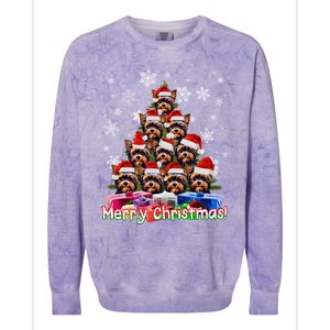 Yorkies Merry Christmas Tree Cute Yorkshire Terrier Xmas Great Gift Colorblast Crewneck Sweatshirt