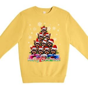 Yorkies Merry Christmas Tree Cute Yorkshire Terrier Xmas Great Gift Premium Crewneck Sweatshirt