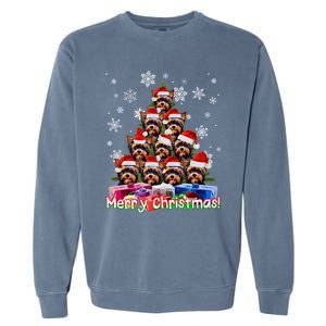 Yorkies Merry Christmas Tree Cute Yorkshire Terrier Xmas Great Gift Garment-Dyed Sweatshirt