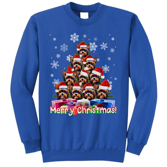 Yorkies Merry Christmas Tree Cute Yorkshire Terrier Xmas Great Gift Tall Sweatshirt