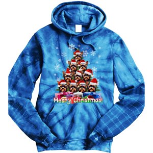 Yorkies Merry Christmas Tree Cute Yorkshire Terrier Xmas Great Gift Tie Dye Hoodie