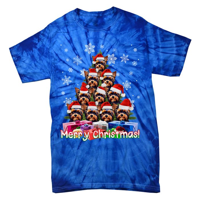 Yorkies Merry Christmas Tree Cute Yorkshire Terrier Xmas Great Gift Tie-Dye T-Shirt