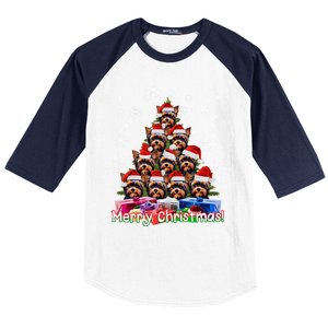 Yorkies Merry Christmas Tree Cute Yorkshire Terrier Xmas Great Gift Baseball Sleeve Shirt