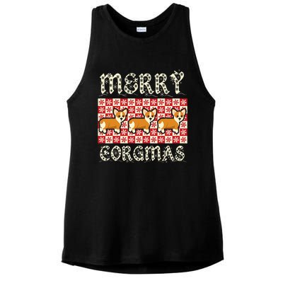 Yule Merry Corgmas Xmas Dog Breed Design Corgi Dogs Ladies PosiCharge Tri-Blend Wicking Tank