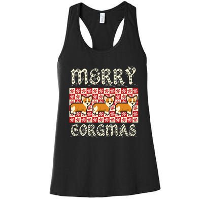 Yule Merry Corgmas Xmas Dog Breed Design Corgi Dogs Women's Racerback Tank