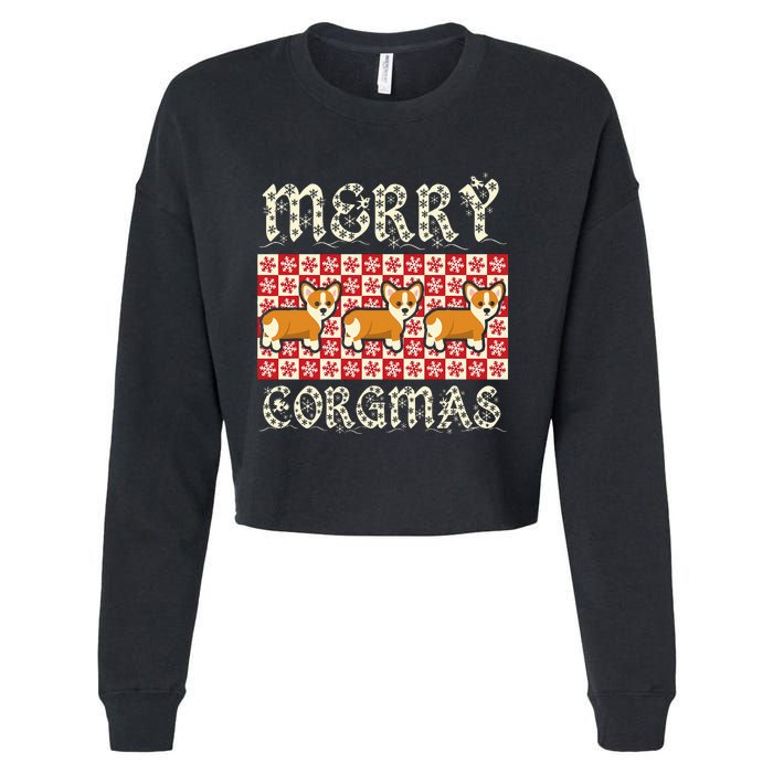 Yule Merry Corgmas Xmas Dog Breed Design Corgi Dogs Cropped Pullover Crew