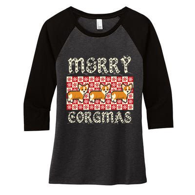 Yule Merry Corgmas Xmas Dog Breed Design Corgi Dogs Women's Tri-Blend 3/4-Sleeve Raglan Shirt